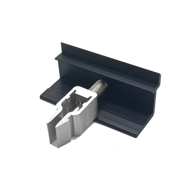 Braçadeira de extremidade ajustável de alumínio preto AL6005 / AL6063 para painéis solares 