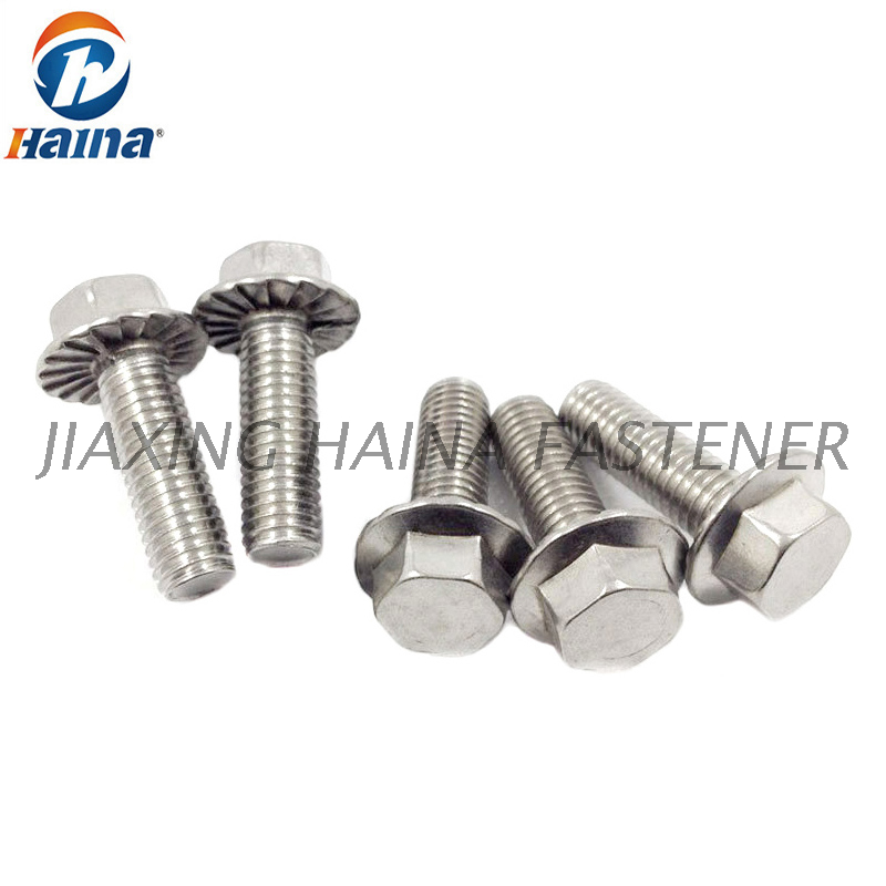 DIN6921 A2-70 de aço inoxidável encanta os parafusos principais da flange com serrilhado