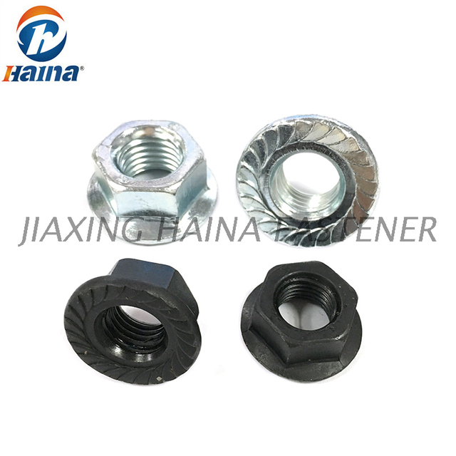 A categoria chapeada zinco lisa preta 4 Garde 8 encanta a porca serrilhada DIN6923 da flange